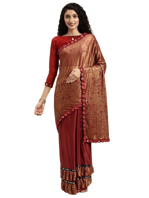red self design bollywood saree with blouse - 19261018 - Very Small Image - 1