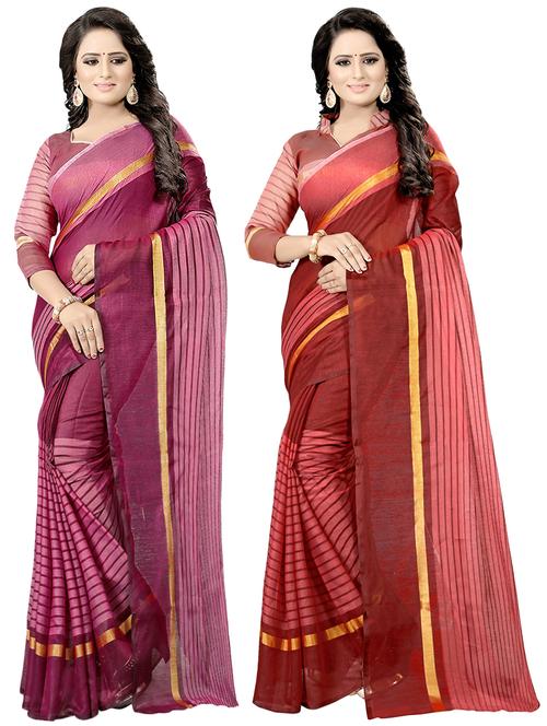 women's saree combo - 19261069 - Very Small Image - 1