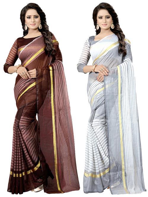 women's saree combo - 19261087 - Very Small Image - 1