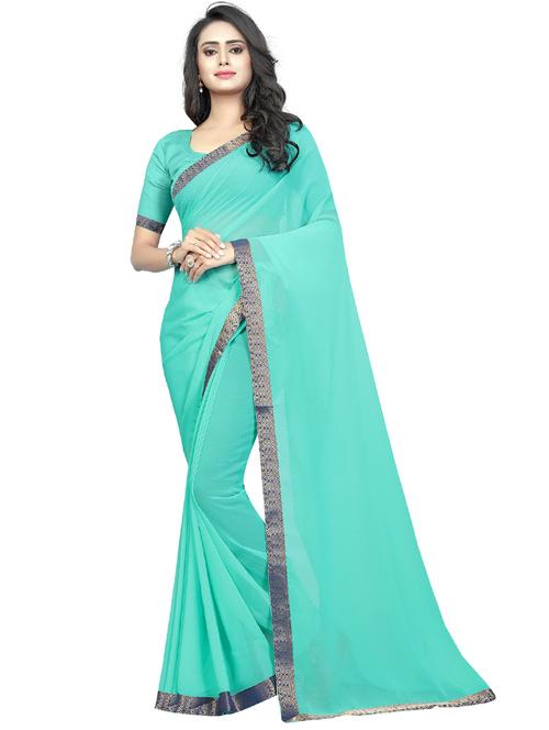 green self design solid saree - 19261149 - Very Small Image - 1