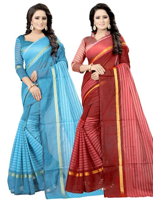 women's saree combo - 19261162 - Very Small Image - 1