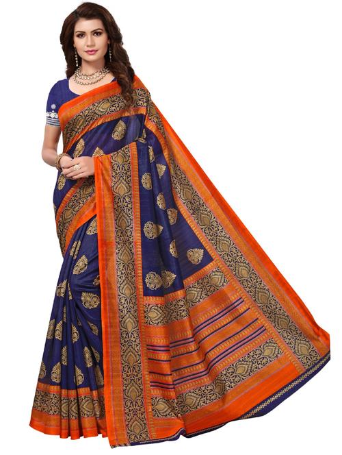 blue self design banarasi saree - 19261274 - Very Small Image - 1