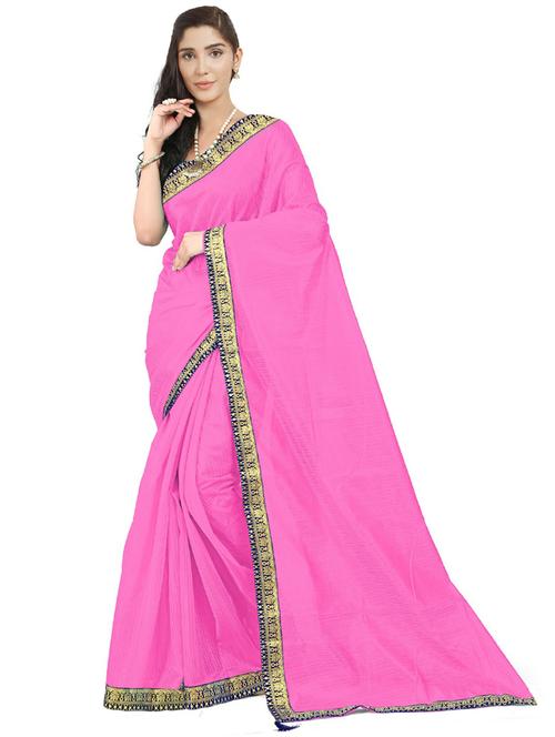 women's solid pink colored saree - 19261328 - Very Small Image - 1
