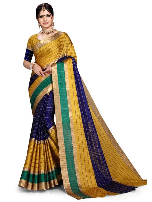 contrast bordered woven saree - 19261365 - Very Small Image - 1