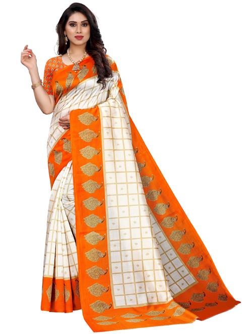 printed half and half saree with blouse - 19261412 - Very Small Image - 1