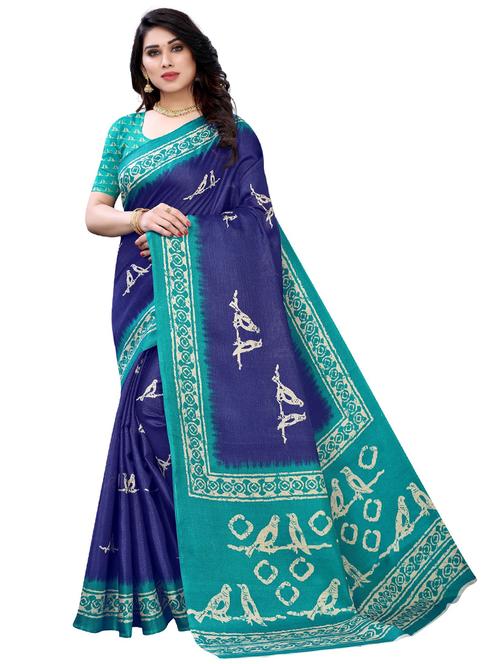 printed woven saree with blouse - 19261519 - Very Small Image - 1