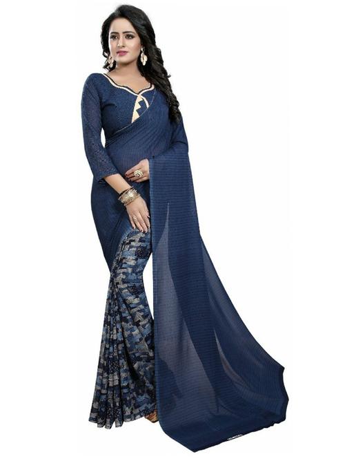 printed bollywood saree with blouse - 19261605 - Very Small Image - 1