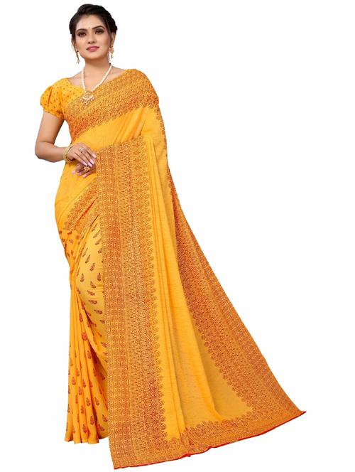 printed bollywood saree with blouse - 19261638 - Very Small Image - 1