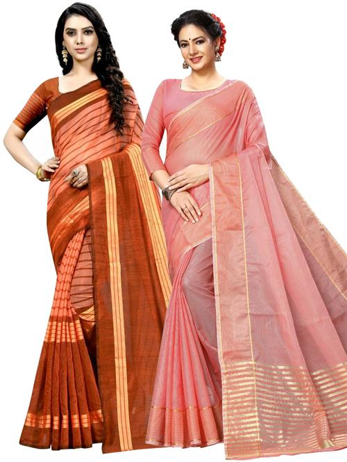 women's self design multi colored saree with blouse - 19261647 - Very Small Image - 1