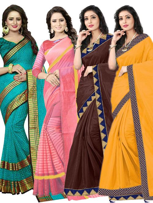 pack of 4 saree with blouse - 19261758 - Very Small Image - 1
