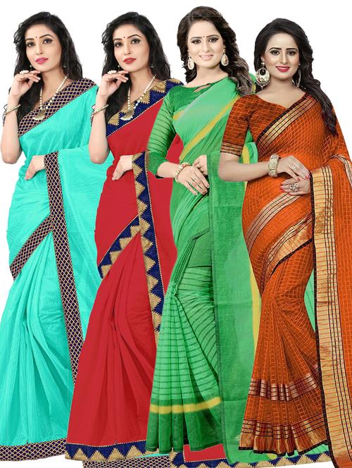 pack of 4 saree with blouse - 19261768 - Very Small Image - 1