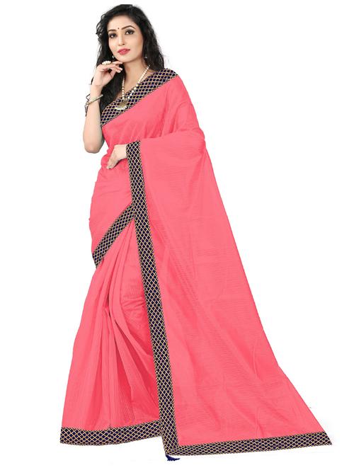 pink bordered saree with blouse - 19261773 - Very Small Image - 1