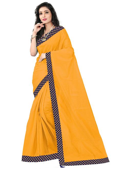yellow bordered saree with blouse - 19261803 - Very Small Image - 1