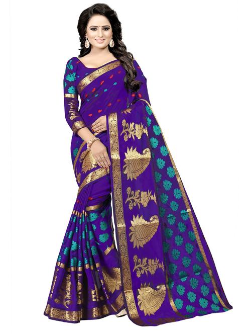 self design woven saree with blouse - 19261819 - Very Small Image - 1