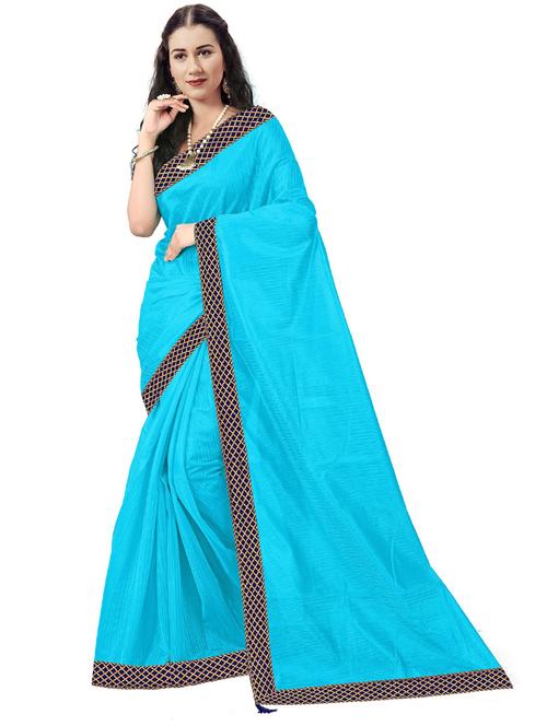 contrast bordered woven saree with blouse - 19261947 - Very Small Image - 1