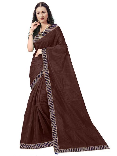 contrast bordered woven saree with blouse - 19262016 - Very Small Image - 1