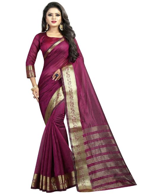 contrast bordered woven saree - 19262039 - Very Small Image - 1