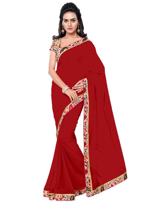 contrast bordered woven saree with blouse - 19262666 - Very Small Image - 1