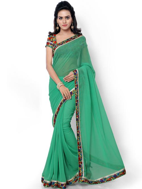contrast bordered woven saree with blouse - 19262677 - Very Small Image - 1