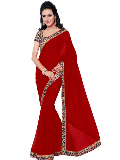 contrast bordered woven saree - 19262718 - Very Small Image - 1