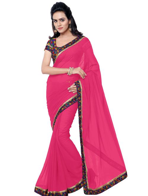 contrast bordered woven saree with blouse - 19262720 - Very Small Image - 1