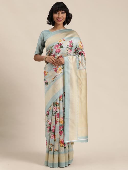 printed bollywood saree with blouse - 19263027 - Very Small Image - 1