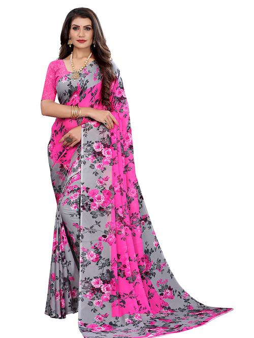 printed half and half saree with blouse - 19263519 - Very Small Image - 1