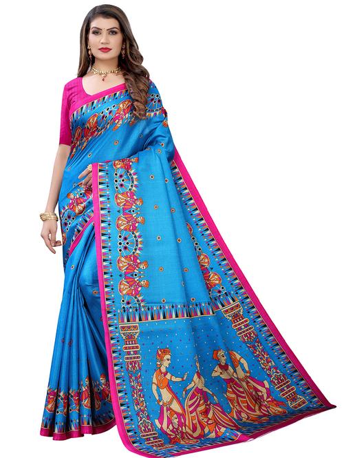 self design printed saree with blouse - 19263550 - Very Small Image - 1
