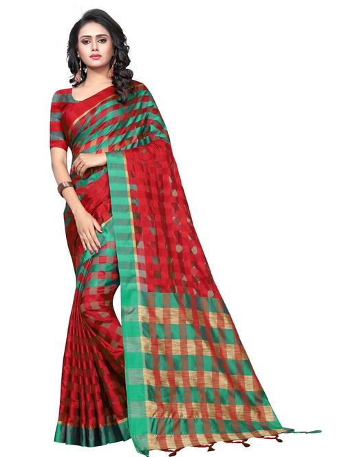 self design half and half saree with blouse - 19263554 - Very Small Image - 1