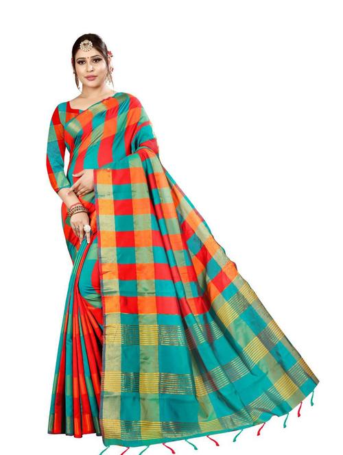 self design chettinadu saree with blouse - 19263567 - Very Small Image - 1