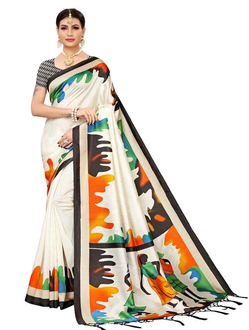 cream art silk embroidered saree - 19263637 - Very Small Image - 1