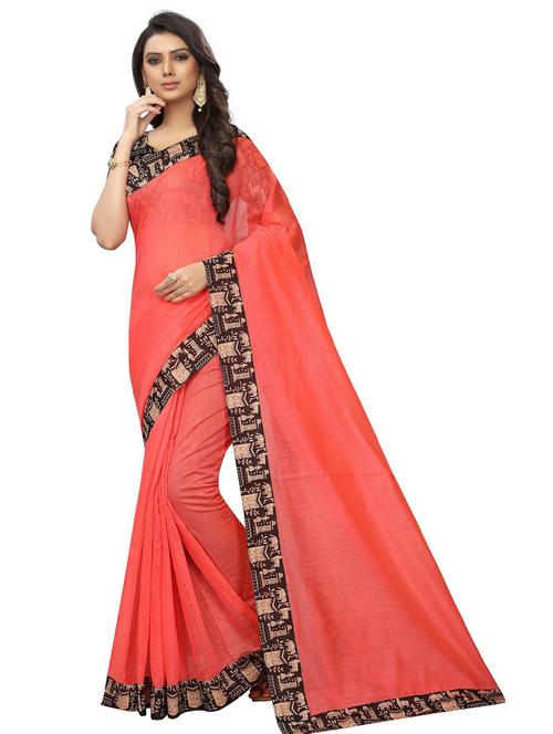 pink solid saree - 19263716 - Very Small Image - 1