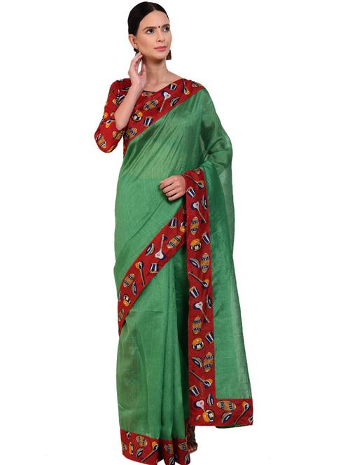 green self design saree with blouse - 19263720 - Very Small Image - 1