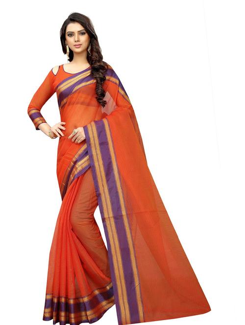 orange self design saree - 19263781 - Very Small Image - 1