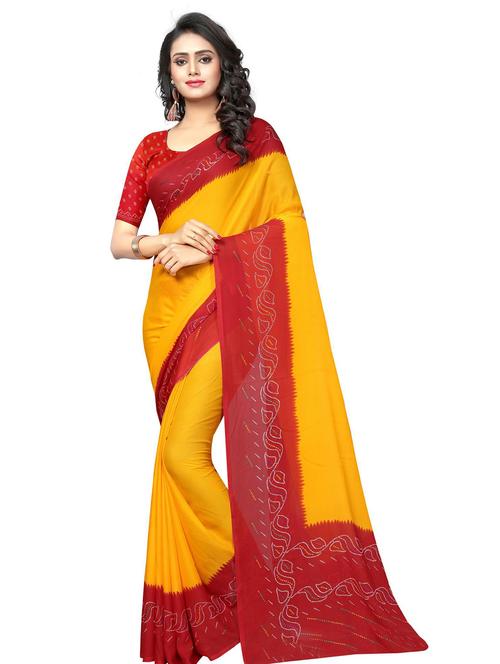 yellow solid saree - 19263826 - Very Small Image - 1