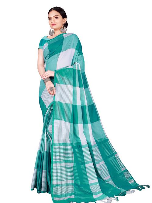 multi colored check saree - 19263962 - Very Small Image - 1