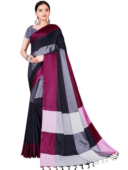 black check saree with blouse - 19263965 - Very Small Image - 1