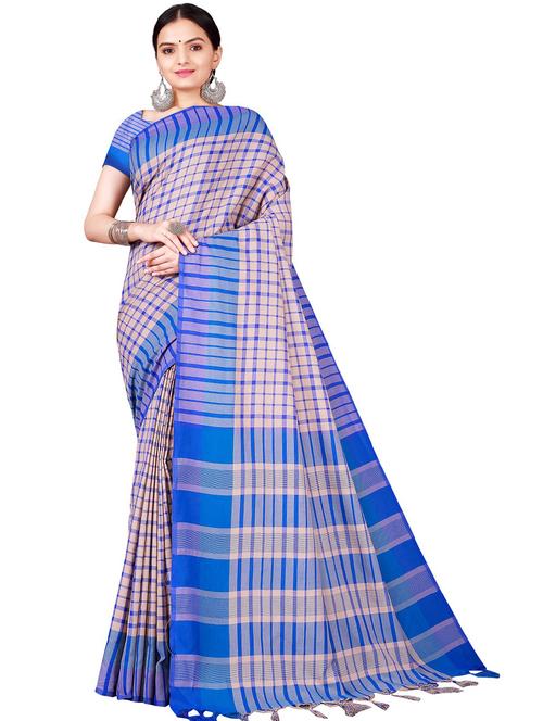 multi colored check saree with blouse - 19264066 - Very Small Image - 1