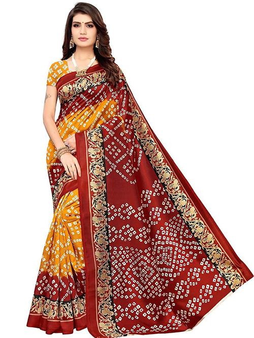 red bandhani print saree - 19264092 - Very Small Image - 1