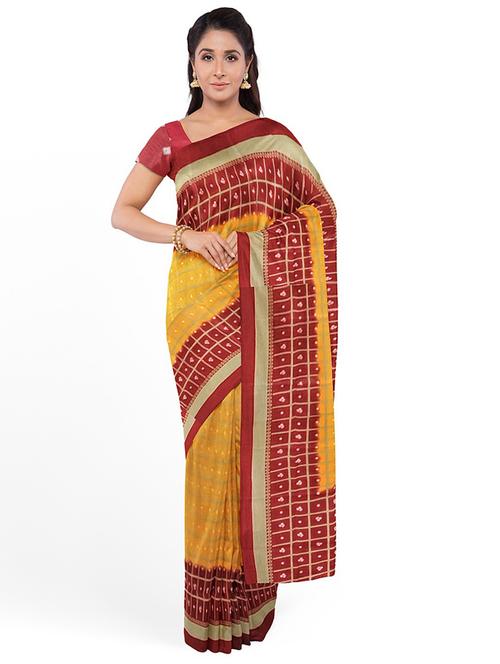 yellow bandhani print saree with blouse - 19264209 - Very Small Image - 1