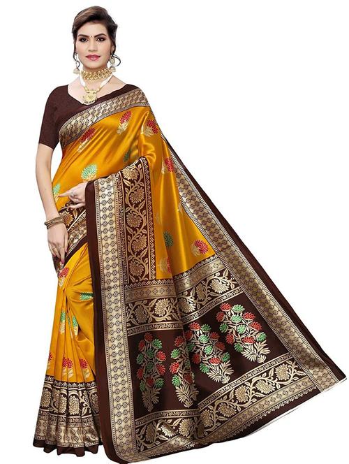 orange self design saree with blouse - 19264229 - Very Small Image - 1