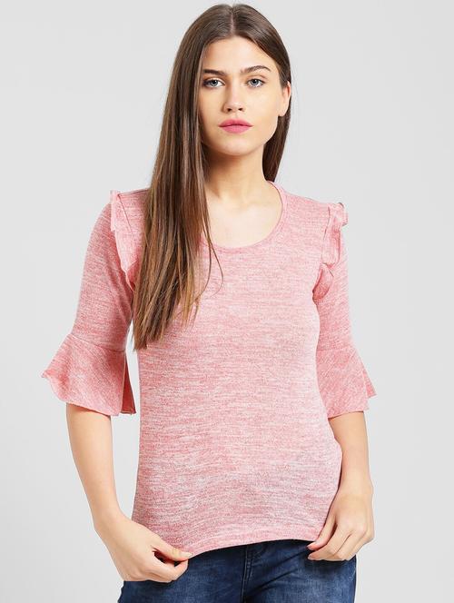 women's ruffle round neck top - 19264499 - Very Small Image - 1