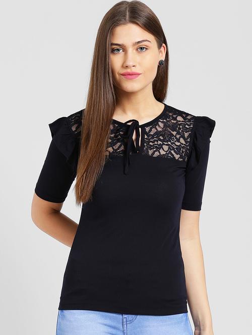 women's straight tie-up neck top - 19264503 - Very Small Image - 1