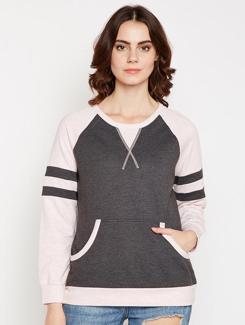 women's color block round neck t-shirt - 19264540 - Very Small Image - 1