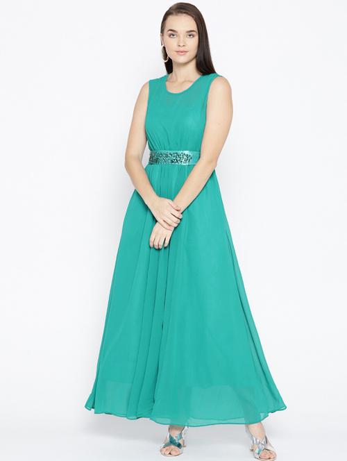 green solid maxi dress - 19264608 - Very Small Image - 1