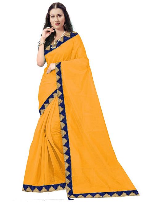 solid bordered saree with blouse - 19264876 - Very Small Image - 1