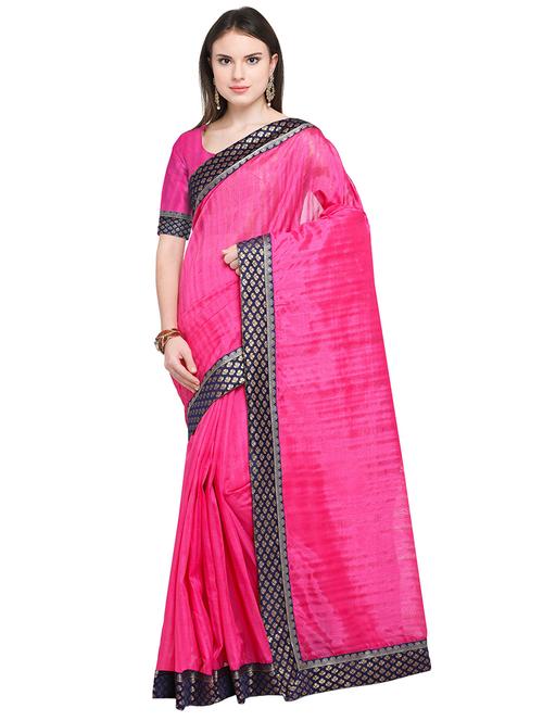 solid bordered saree with blouse - 19264918 - Very Small Image - 1