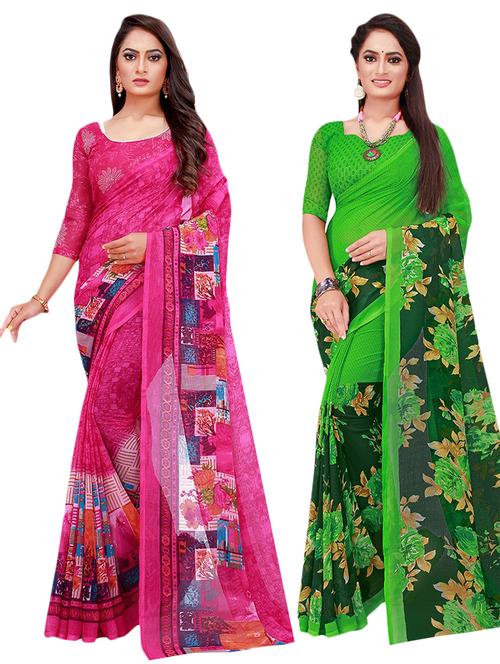 pack off 2 sarees with blouse - 19264978 - Very Small Image - 1