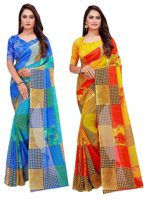 women's saree combo with blouse - 19265013 - Very Small Image - 1