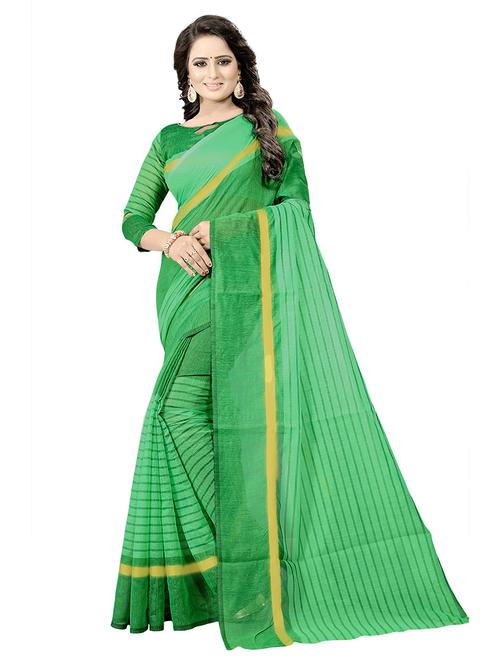 women's stripes green colored saree - 19265541 - Very Small Image - 1